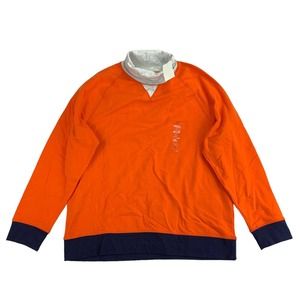 Club Room Mens Fleece Long Sleeve Colorblock Turtleneck Sweater Orange L